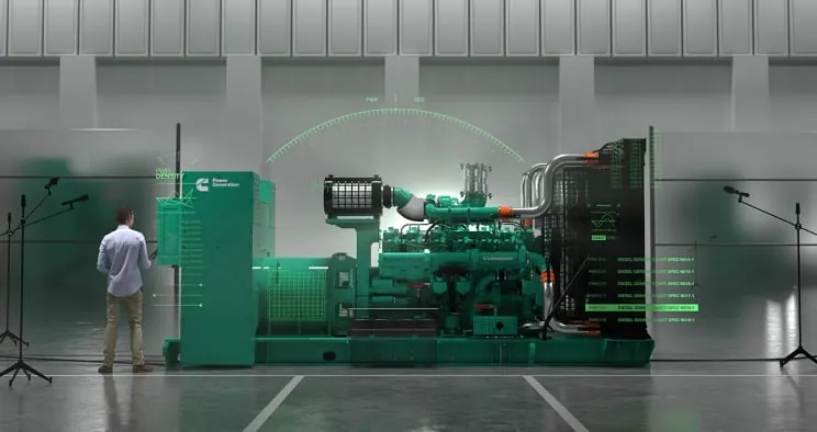 Cummins generator set in a test bay
